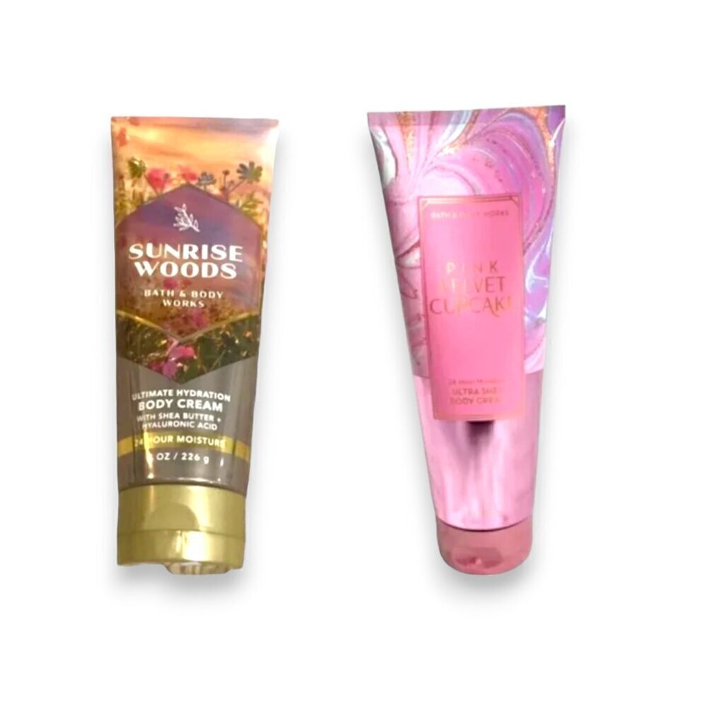 Bath & Body Pink Velvet Cupcake & Sunrise Woods 2 Piece Bundle